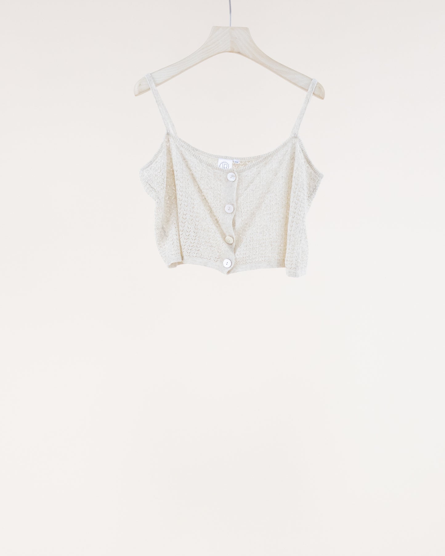 Pointelle Sleeveless Buttoned Crop Top