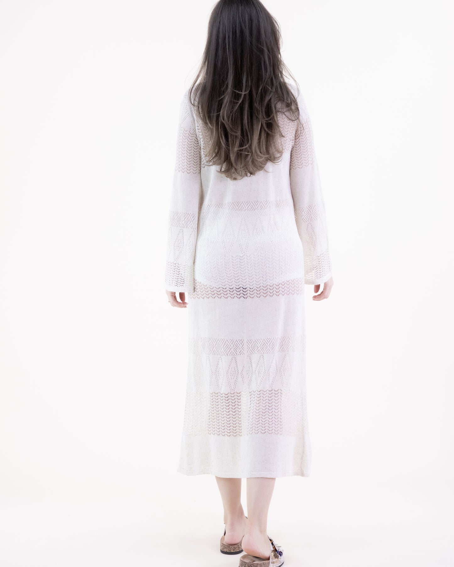 Pointelle Tiered Long Sleeve Dress