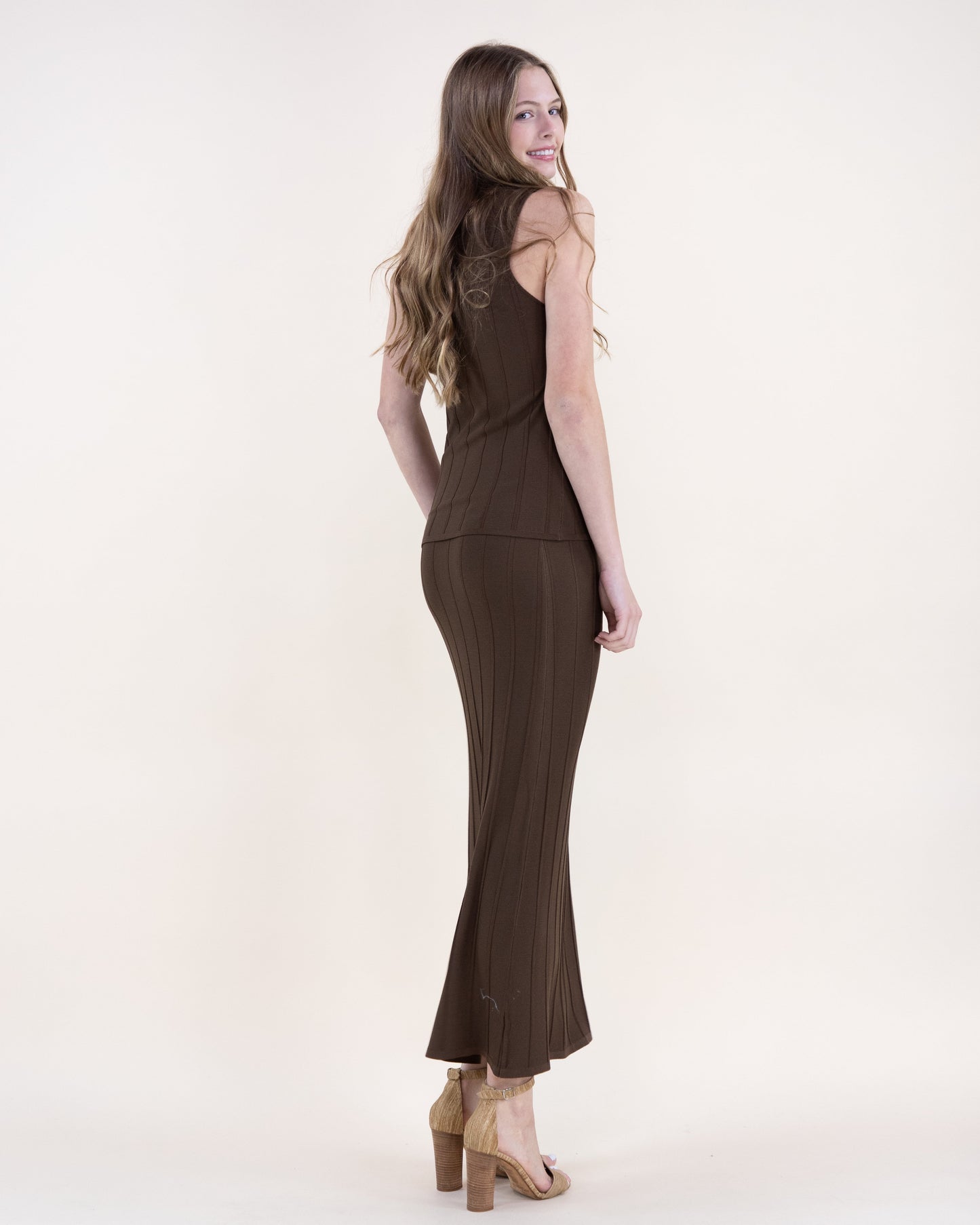 Neutral Wide Ribbed V-Neck Tank Top