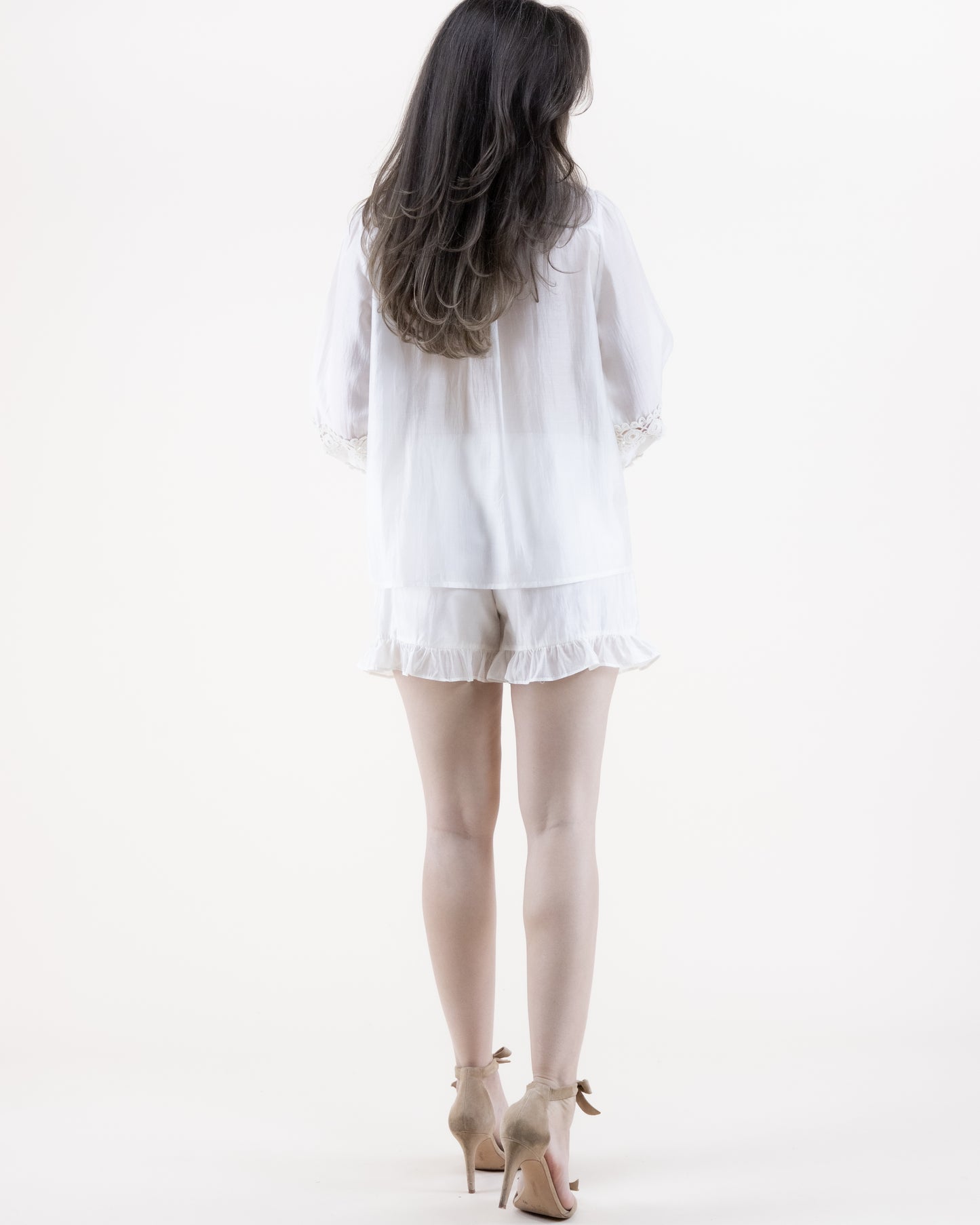 Cotton Blend Lace Patchwork Shorts