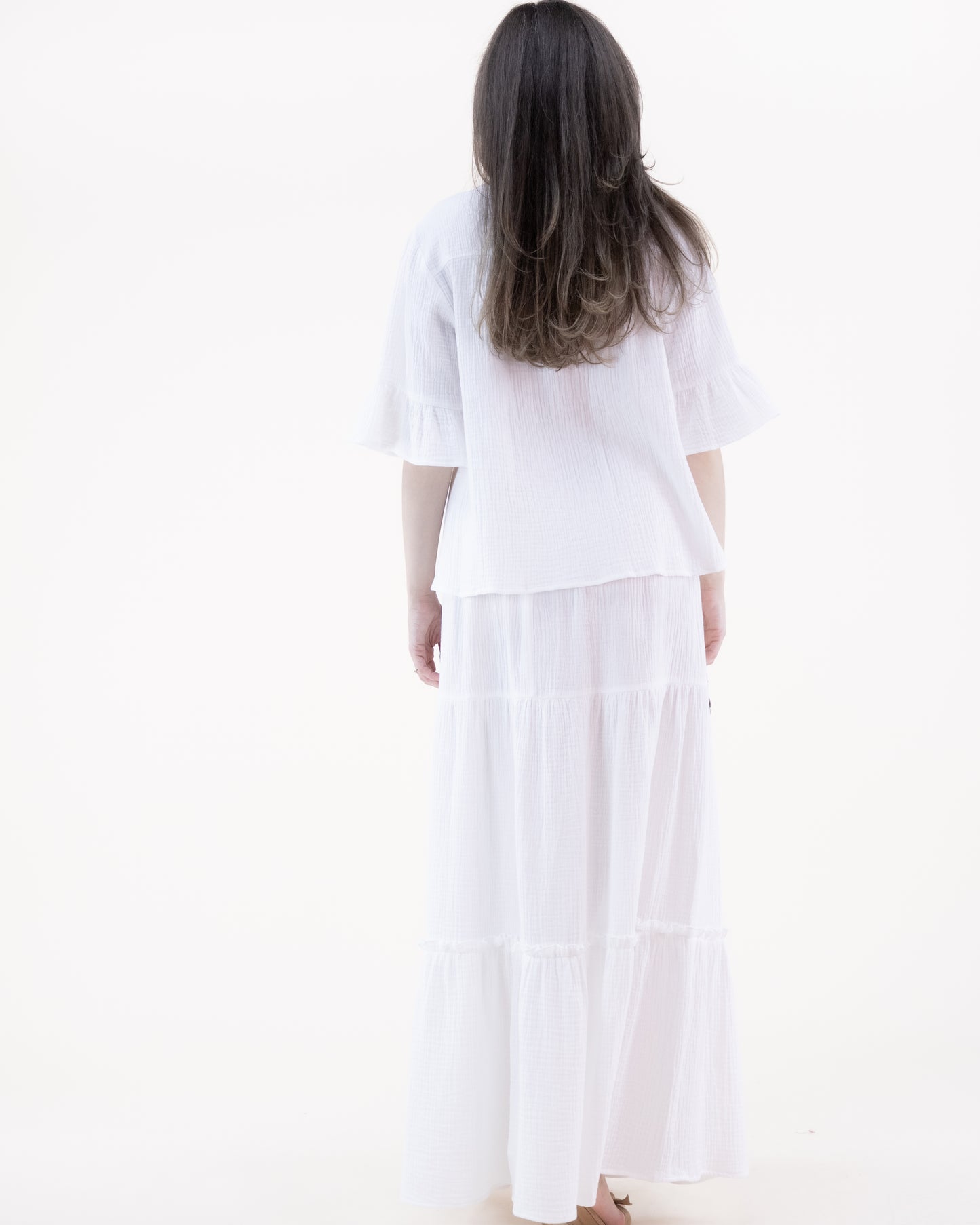 Cotton Gauze Tiered Maxi Skirt