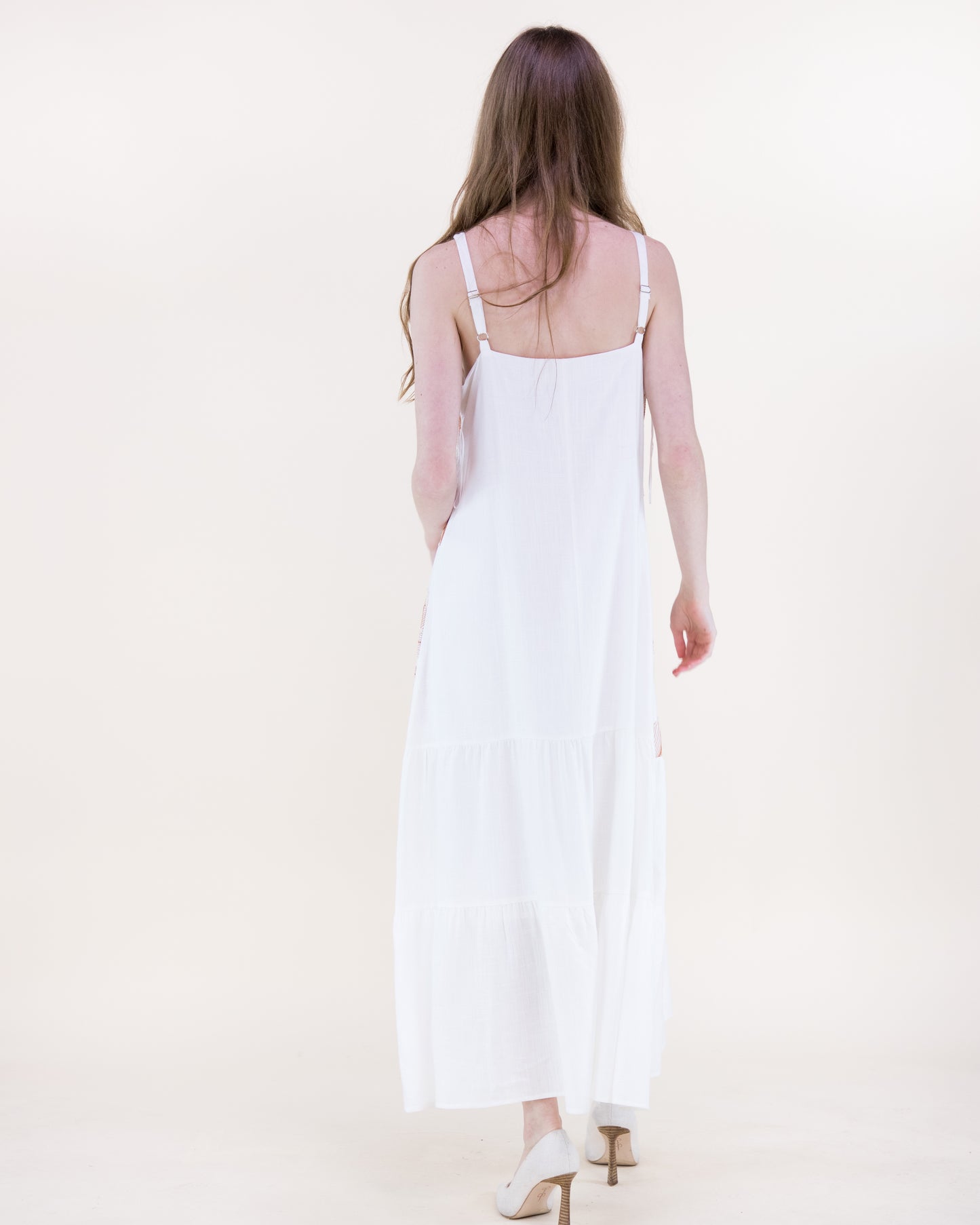 Embroidered Petals Tiered Maxi Dress