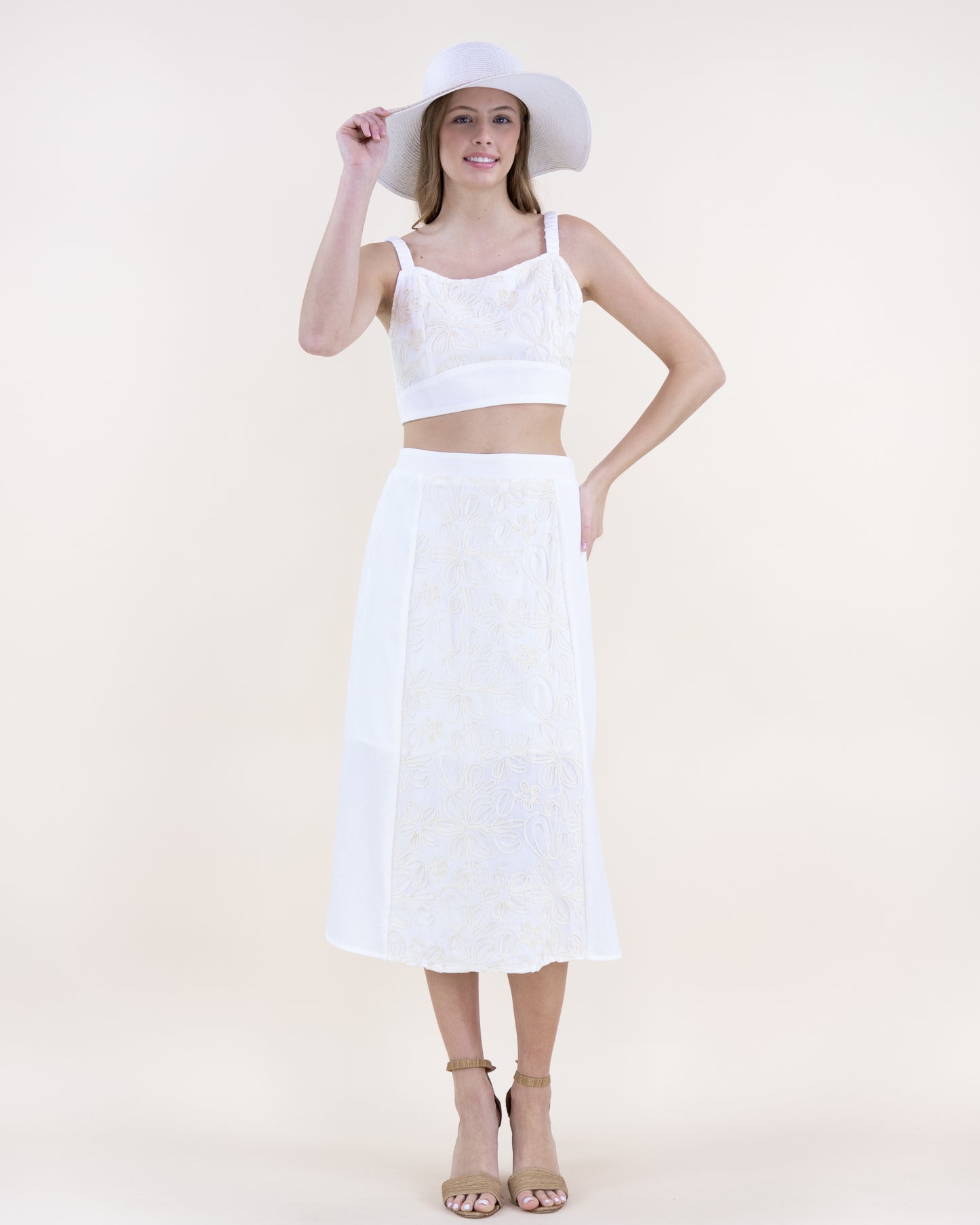 Wildflower Embroidered Outline Midi Skirt - S/M, L/XL