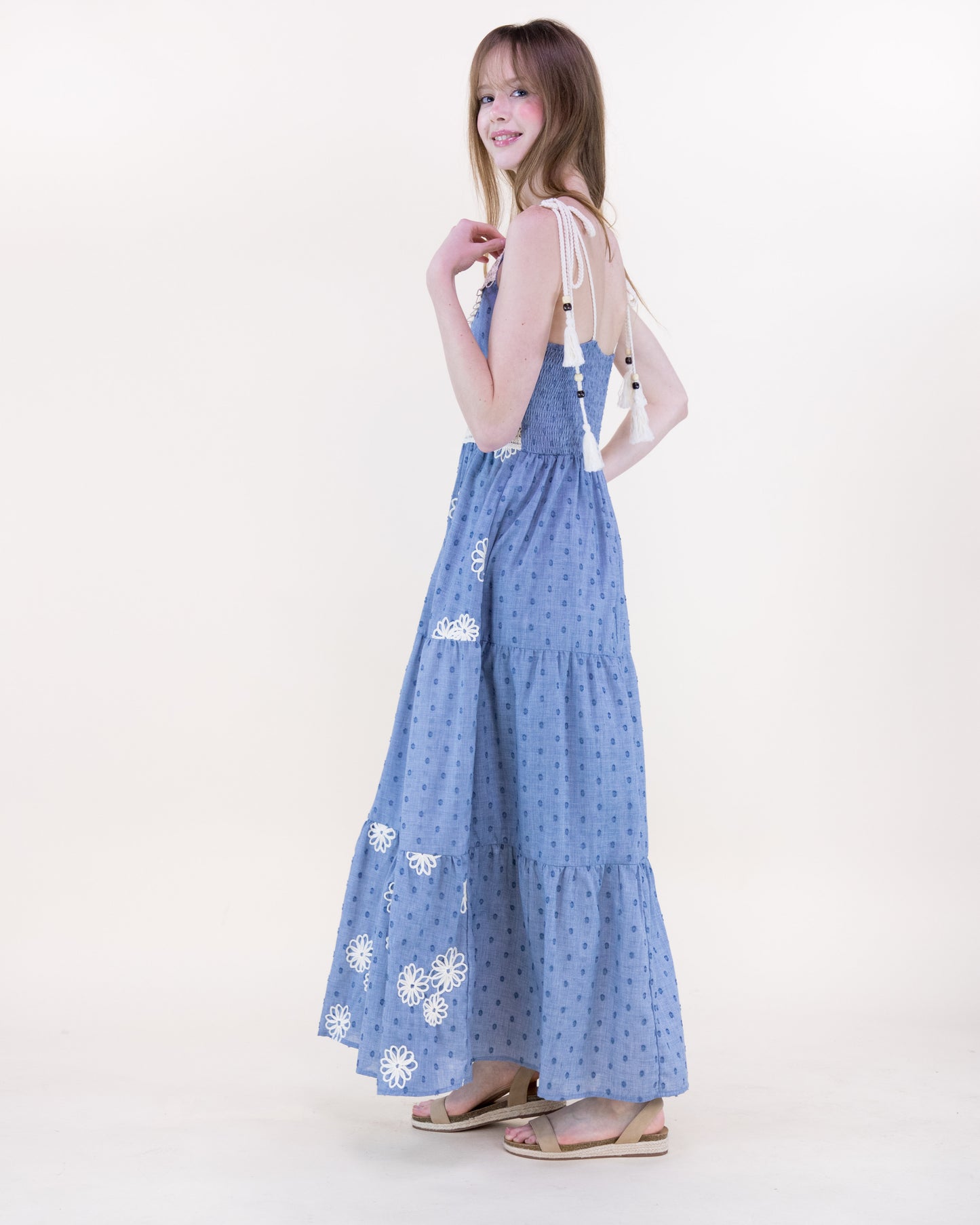 Desert Marigold Embroidered Tiered Maxi Dress