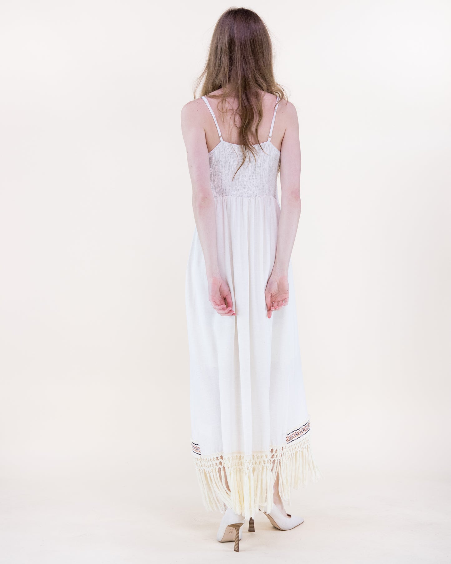 Diosa Linen Long Tassel Dress