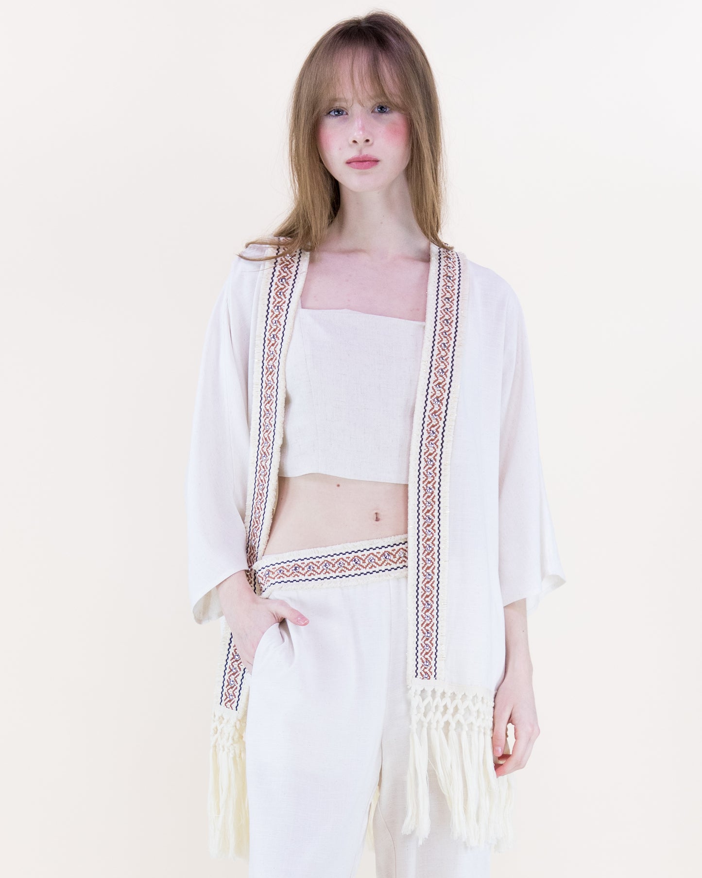 Diosa Linen Long Tassel Tank Top