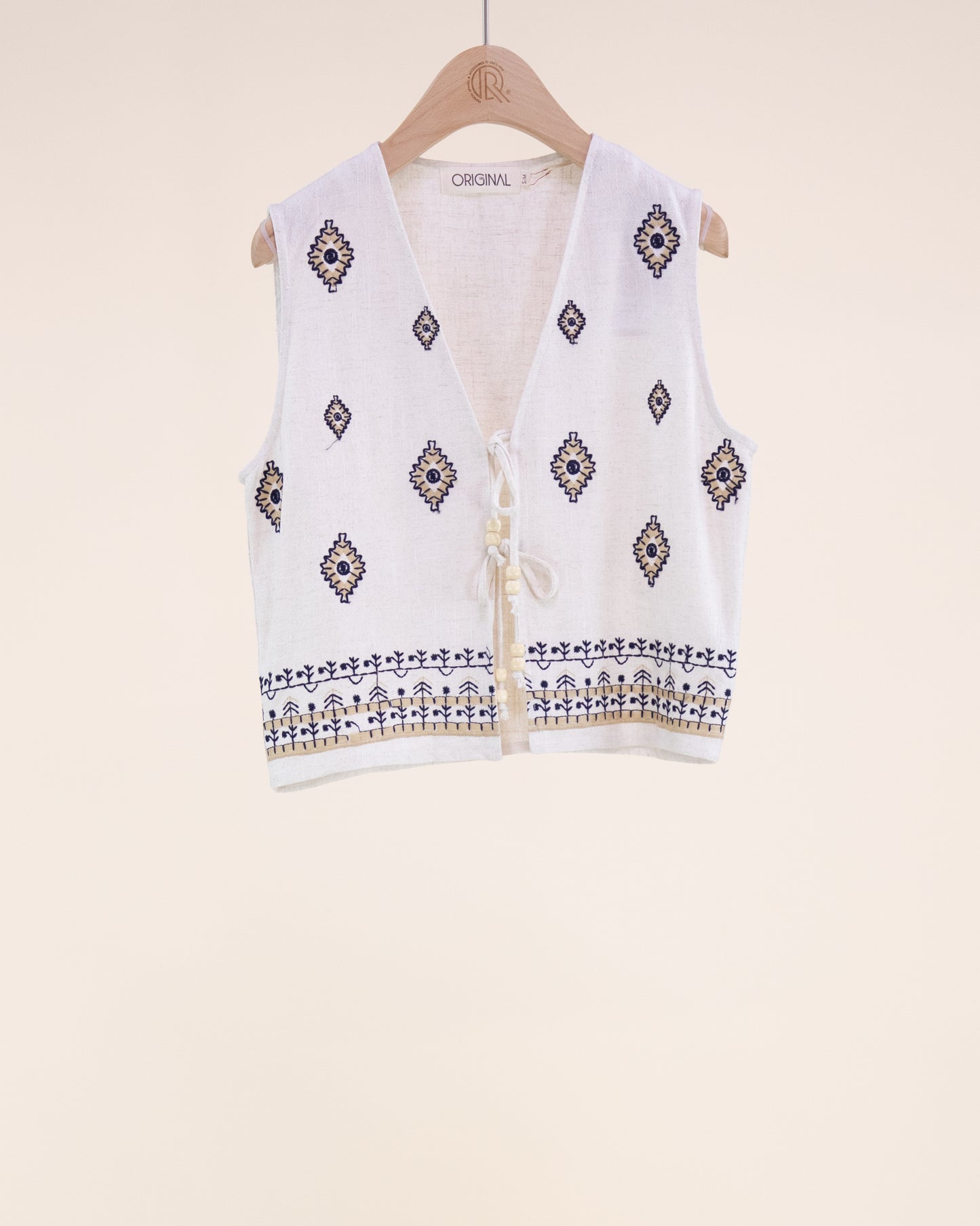 Diamante Embroidered Front Tie Vest