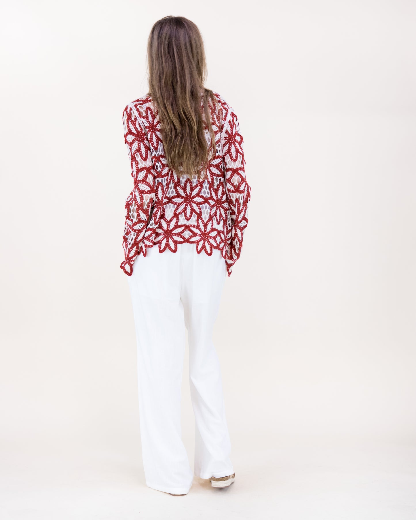 Guipure Flower Lace Long Sleeve Crochet Top