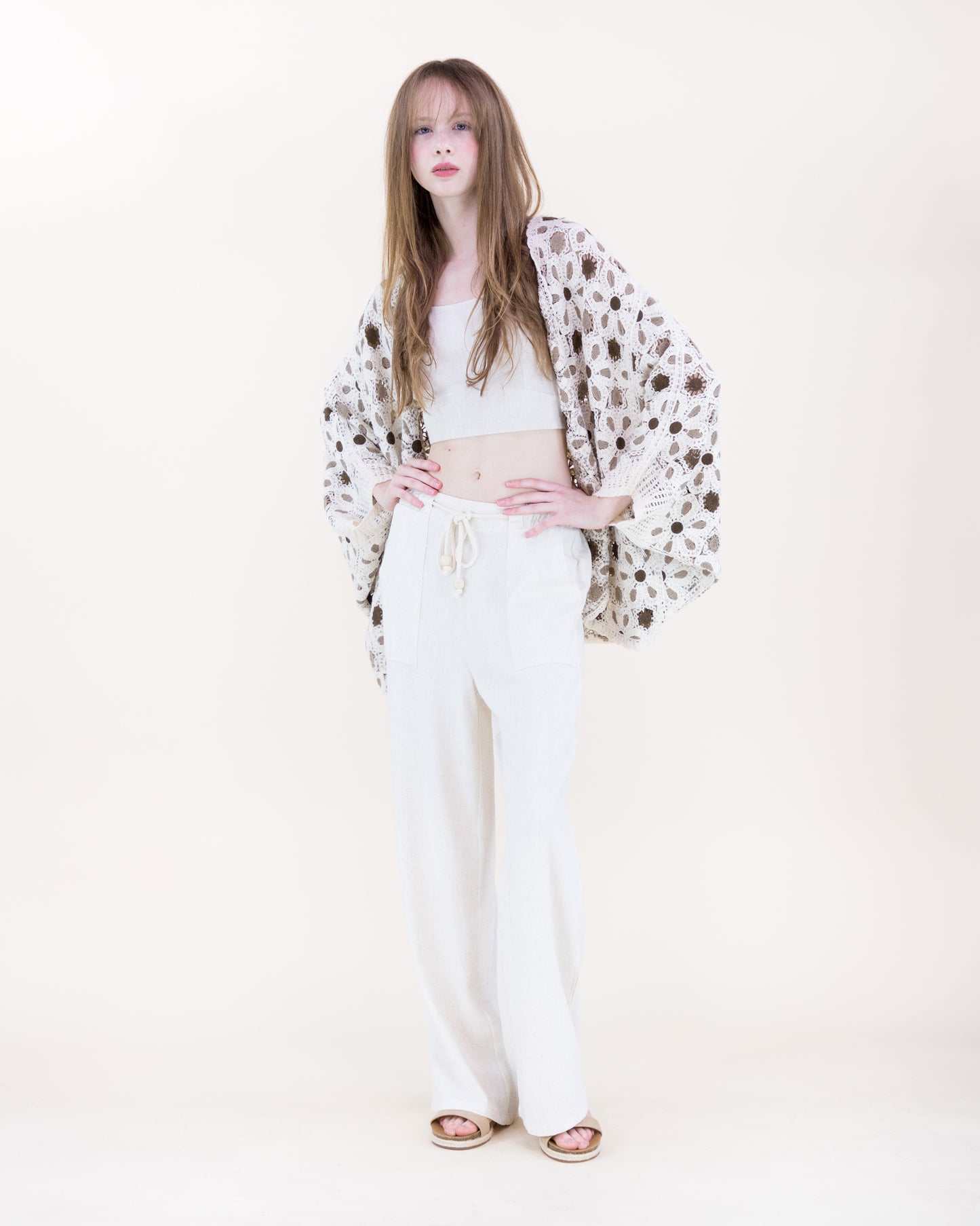 Floral Loom Crochet Lace Bat Wing Cardigan
