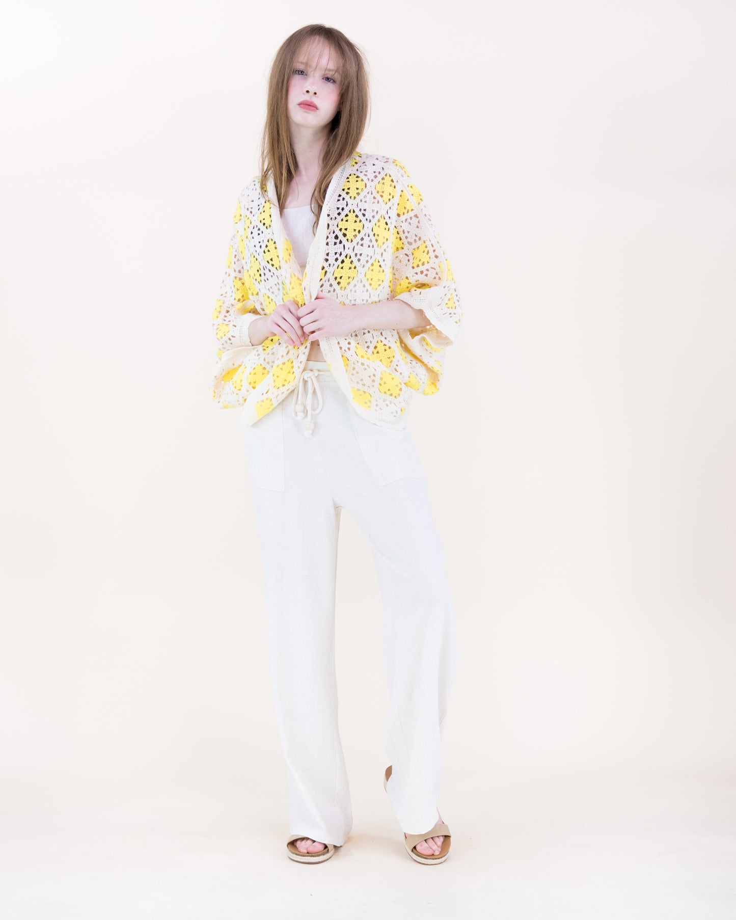 Airy Diamond Open Stitch Crochet Cardigan