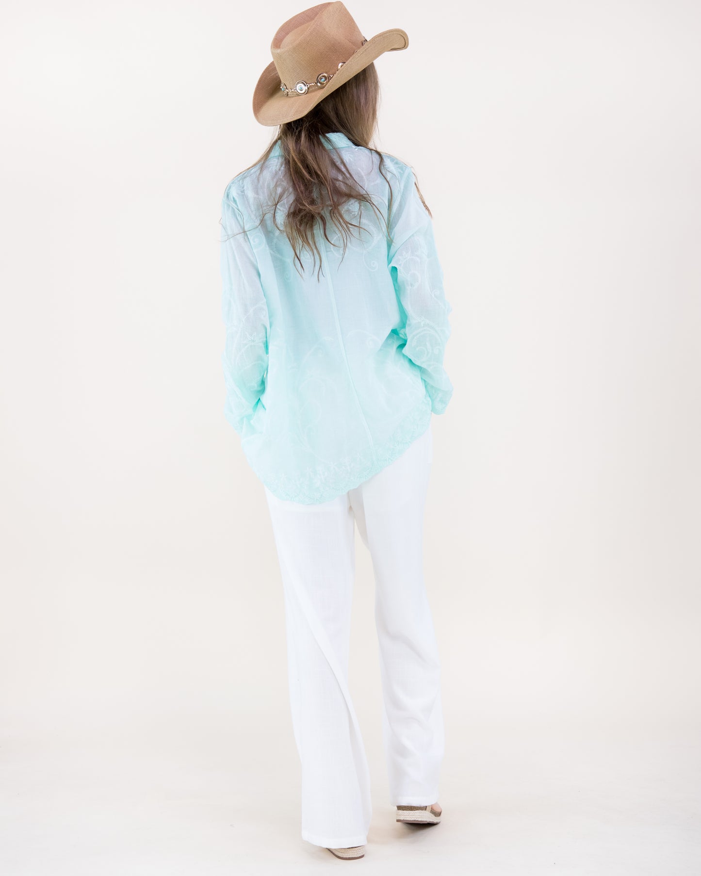 Vine Embroidered Mineral Wash Shirt