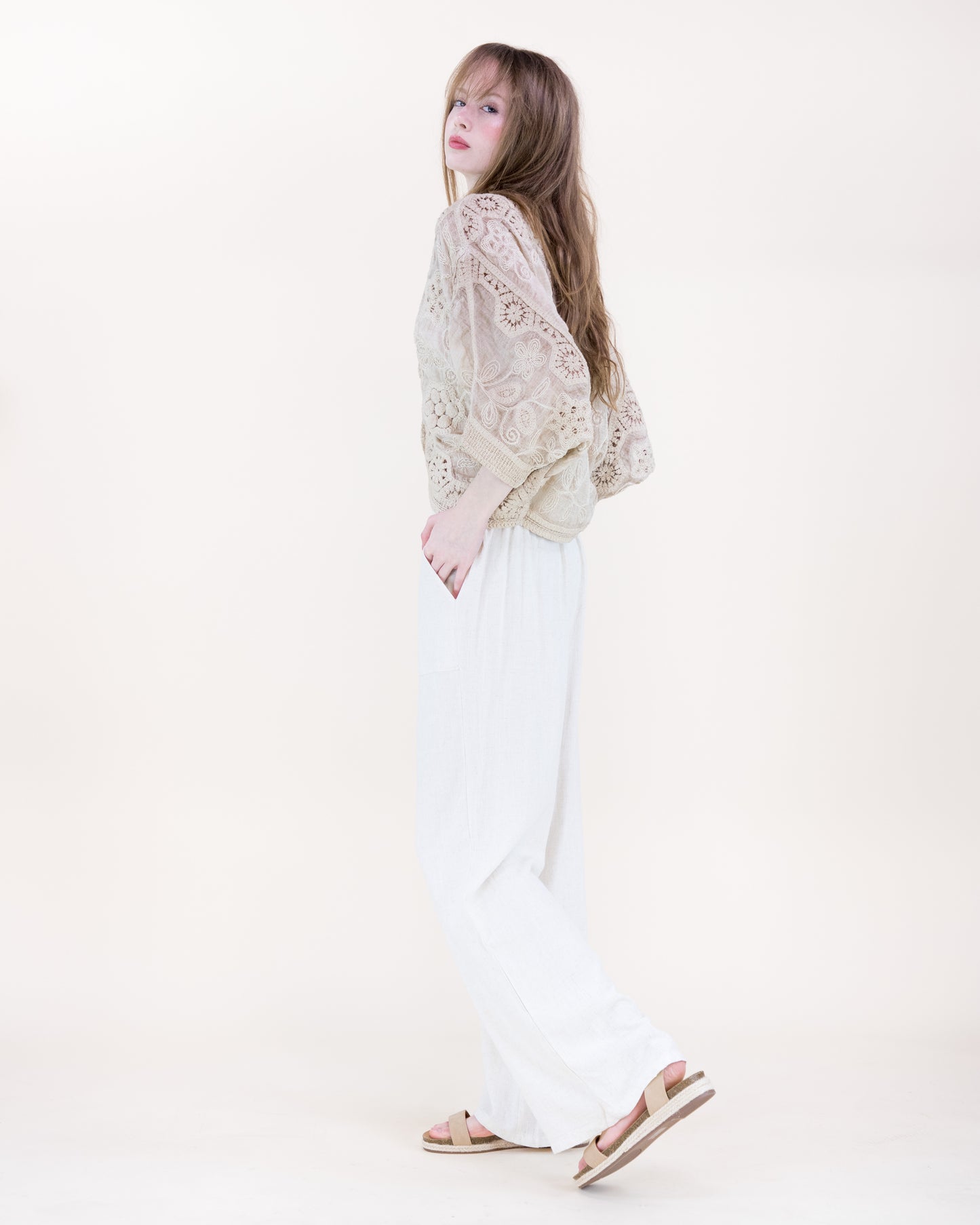 Coral Stone Crochet Bat Wing Tie Dye Cardigan