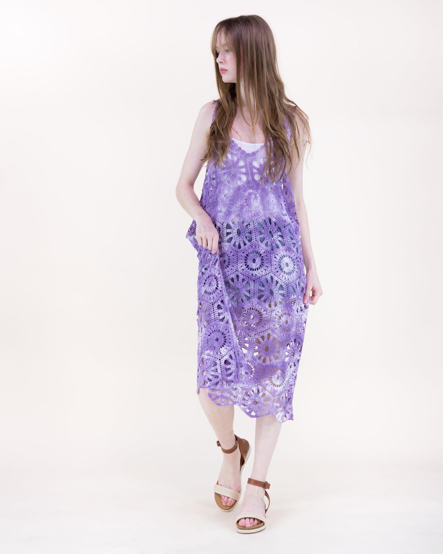 Coral Stone Crochet Tie Dye Dress