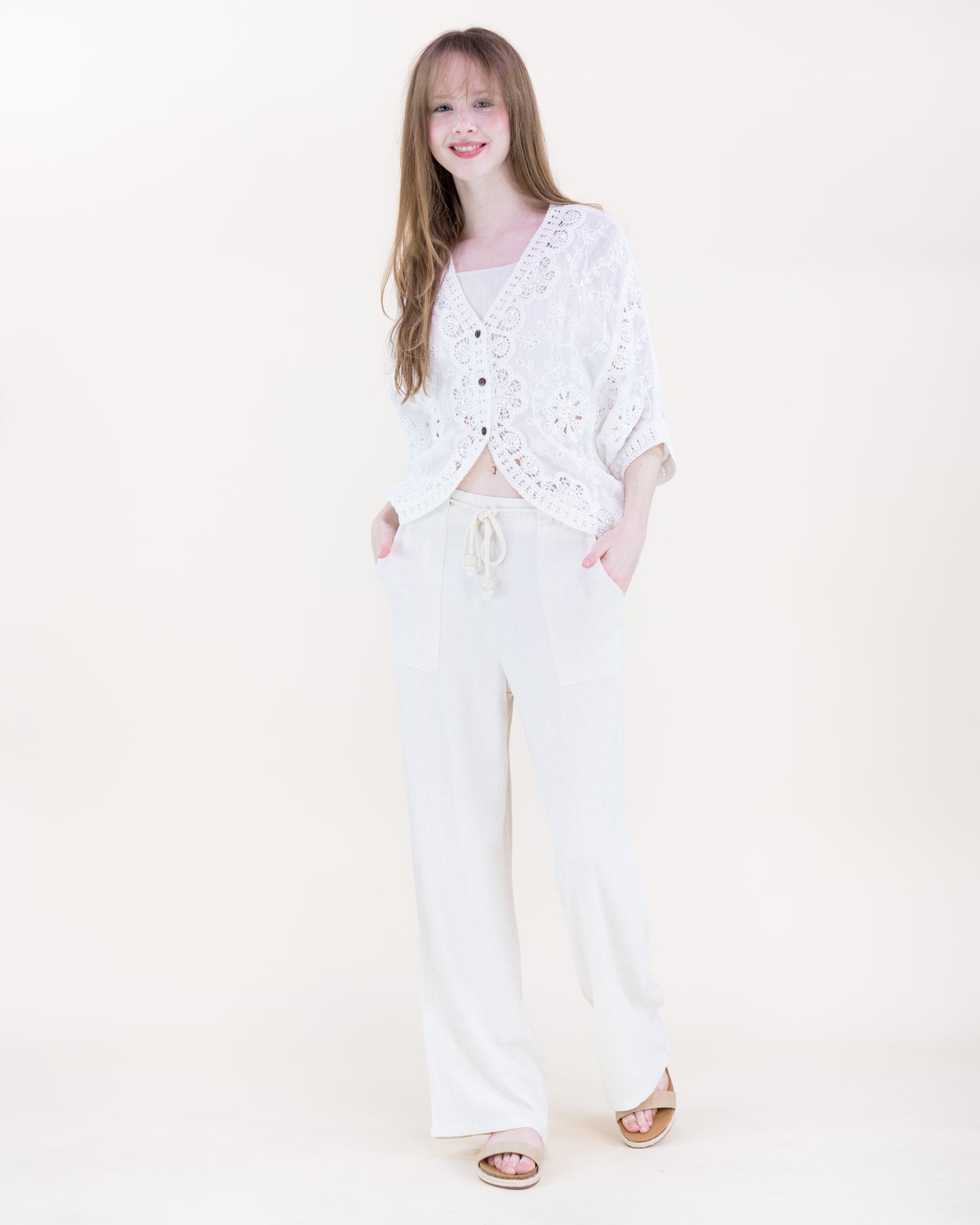 Moon Flower Crochet Sequin Bat Wing Cardigan