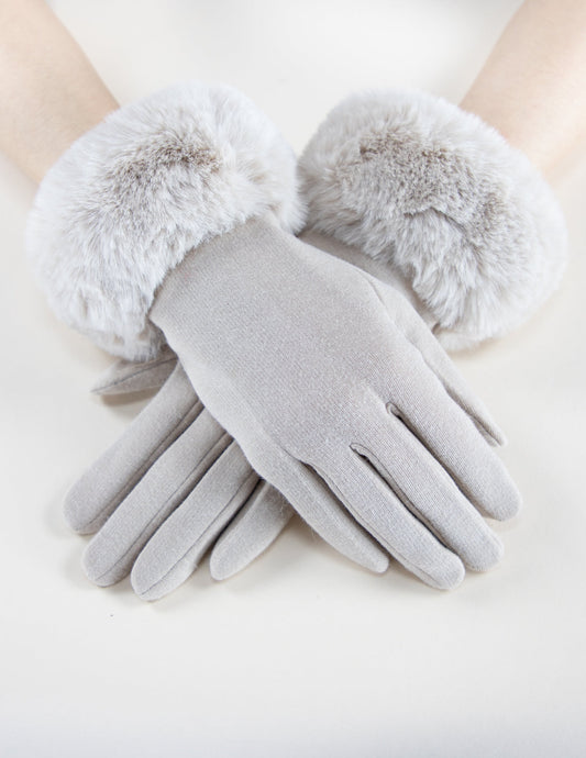 Faux Fur Cuff Touchscreen Gloves