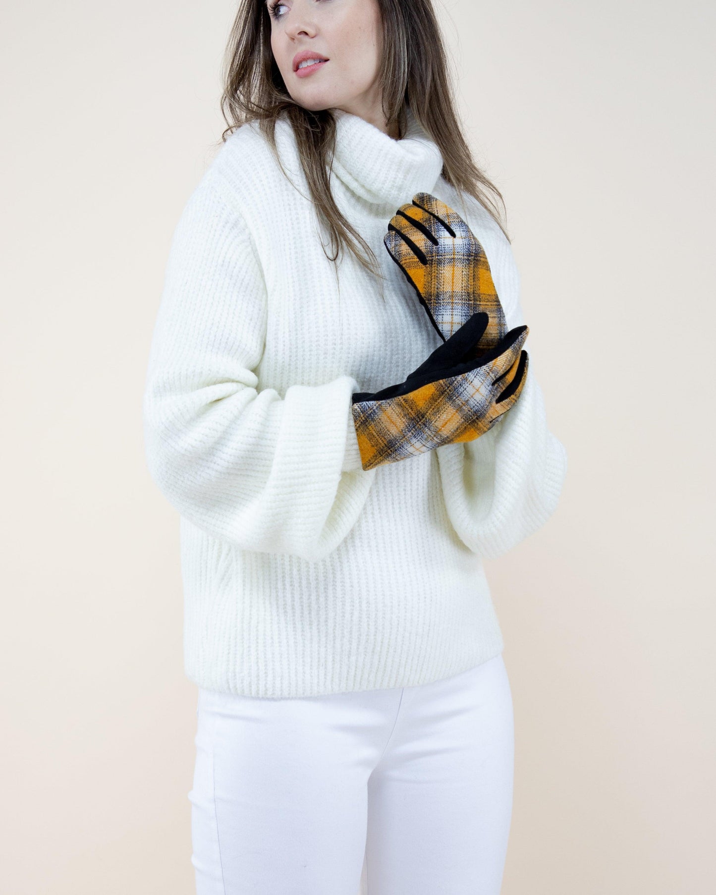 Diagonal Plaid Gloves