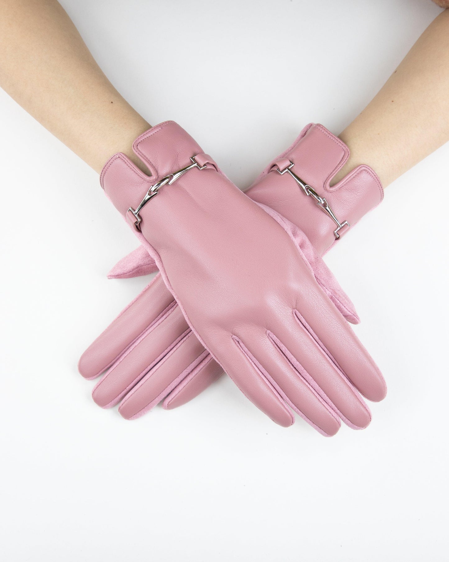 Faux Leather Gloves w/ Chain Link