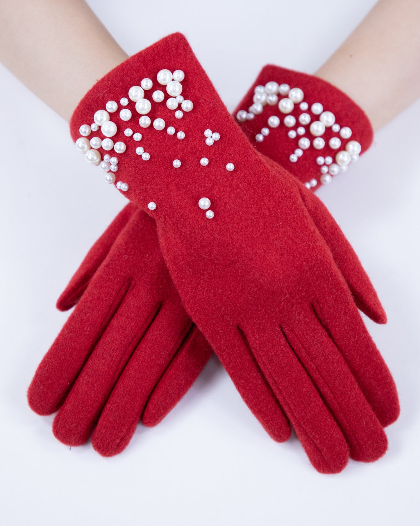 Wool Felted Gloves w/ Pearls (TS)