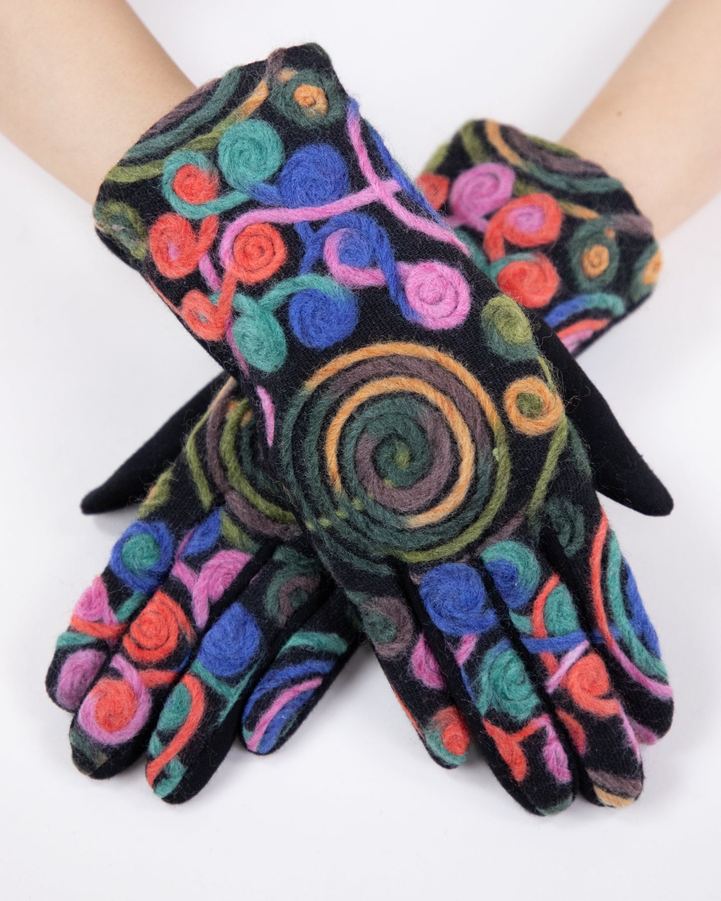 Colorful Yarn Embroidered Gloves (TS)