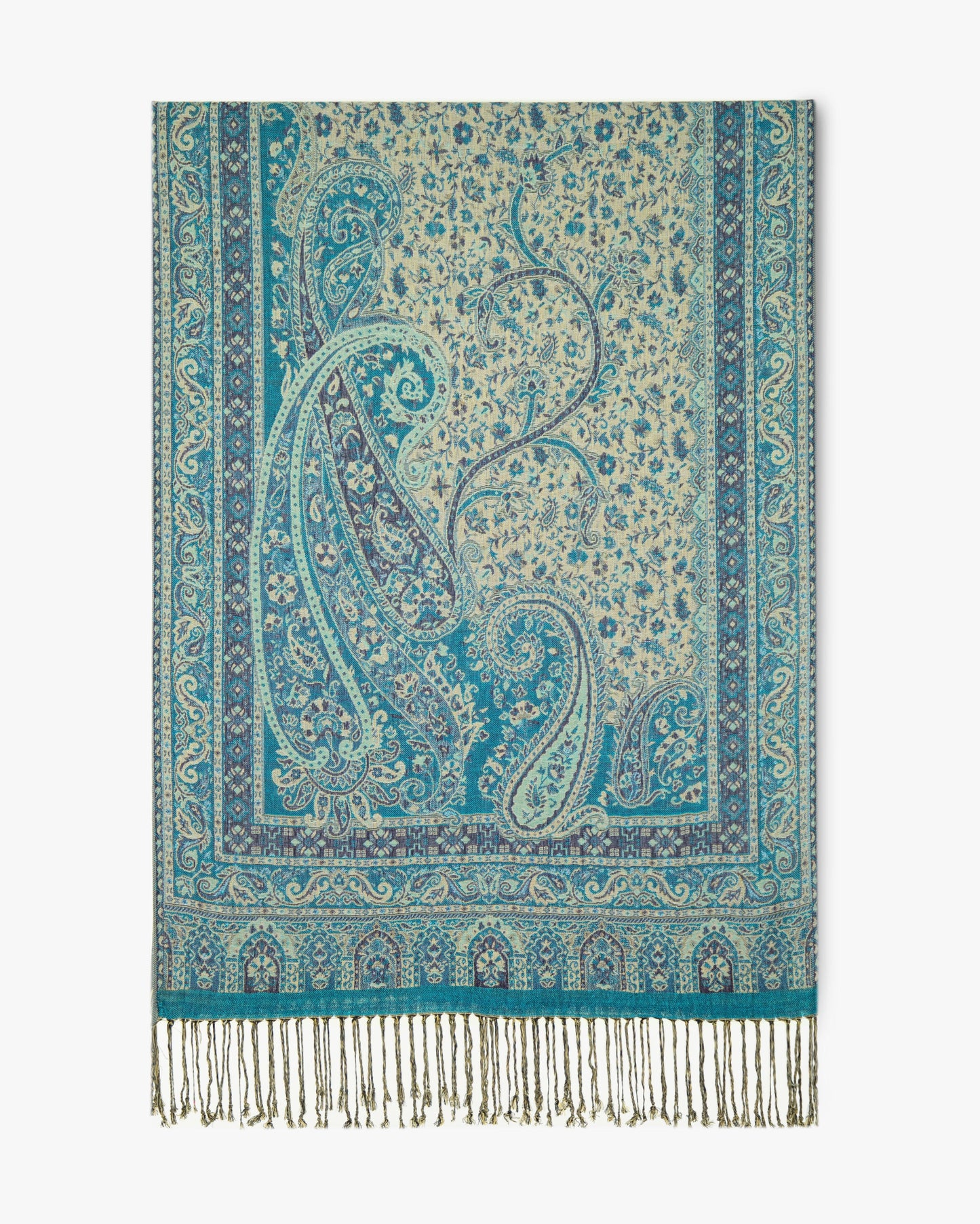 Corner Paisley Solid Border Pashmina