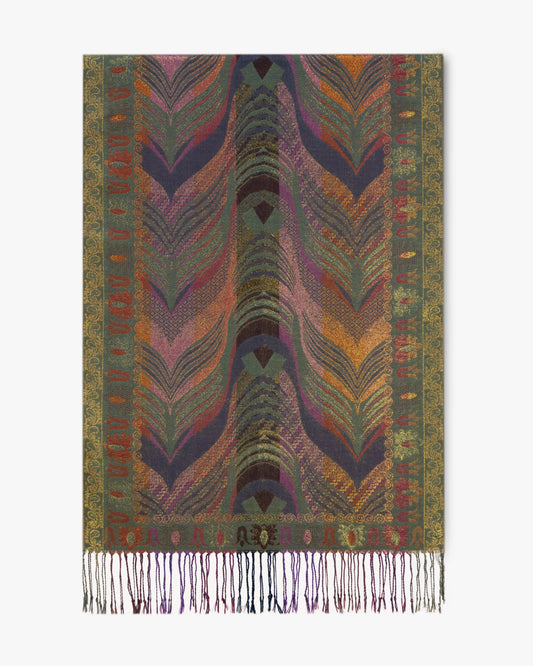 Gold Metallic Chevron Feather Pashmina