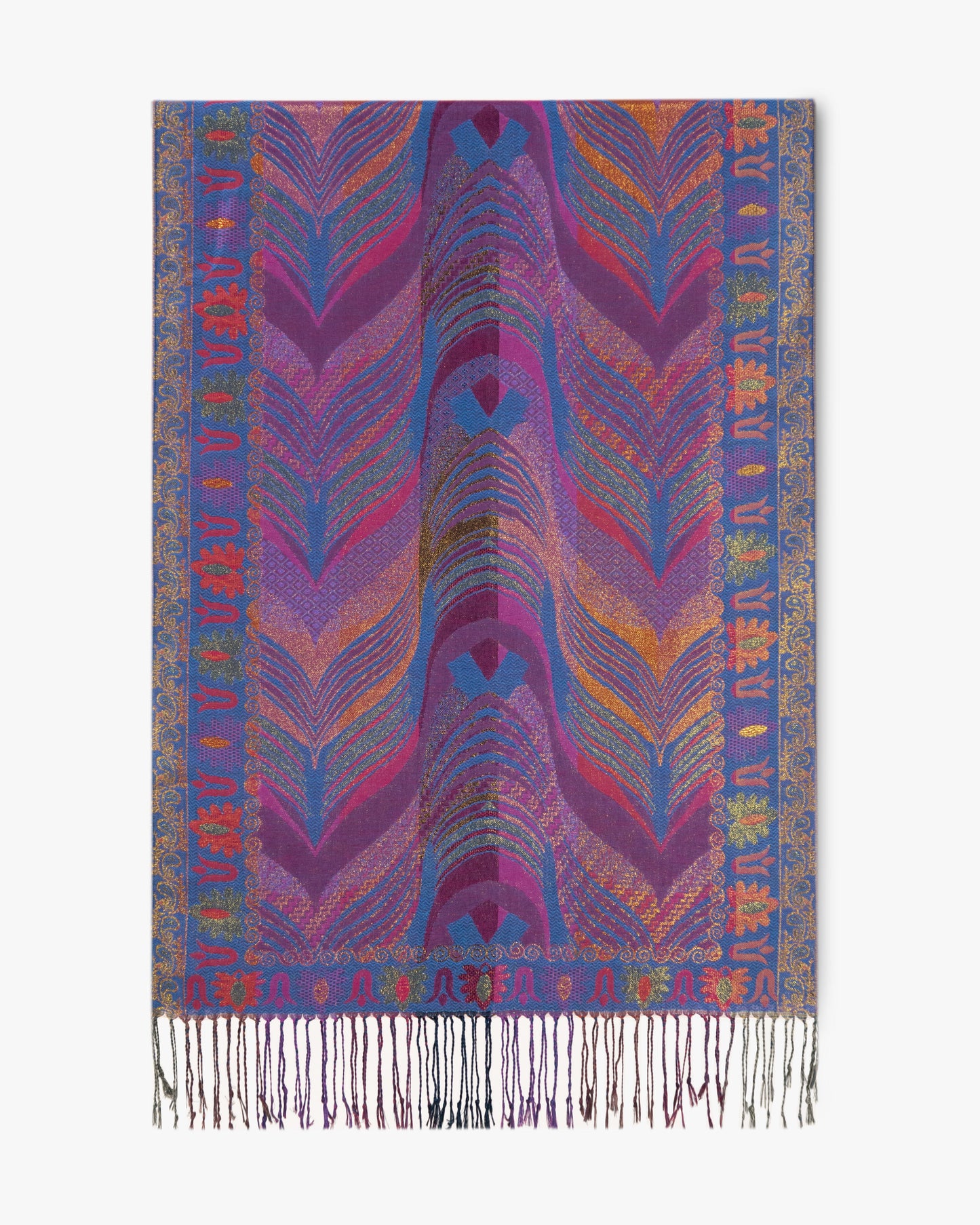 Gold Metallic Chevron Feather Pashmina