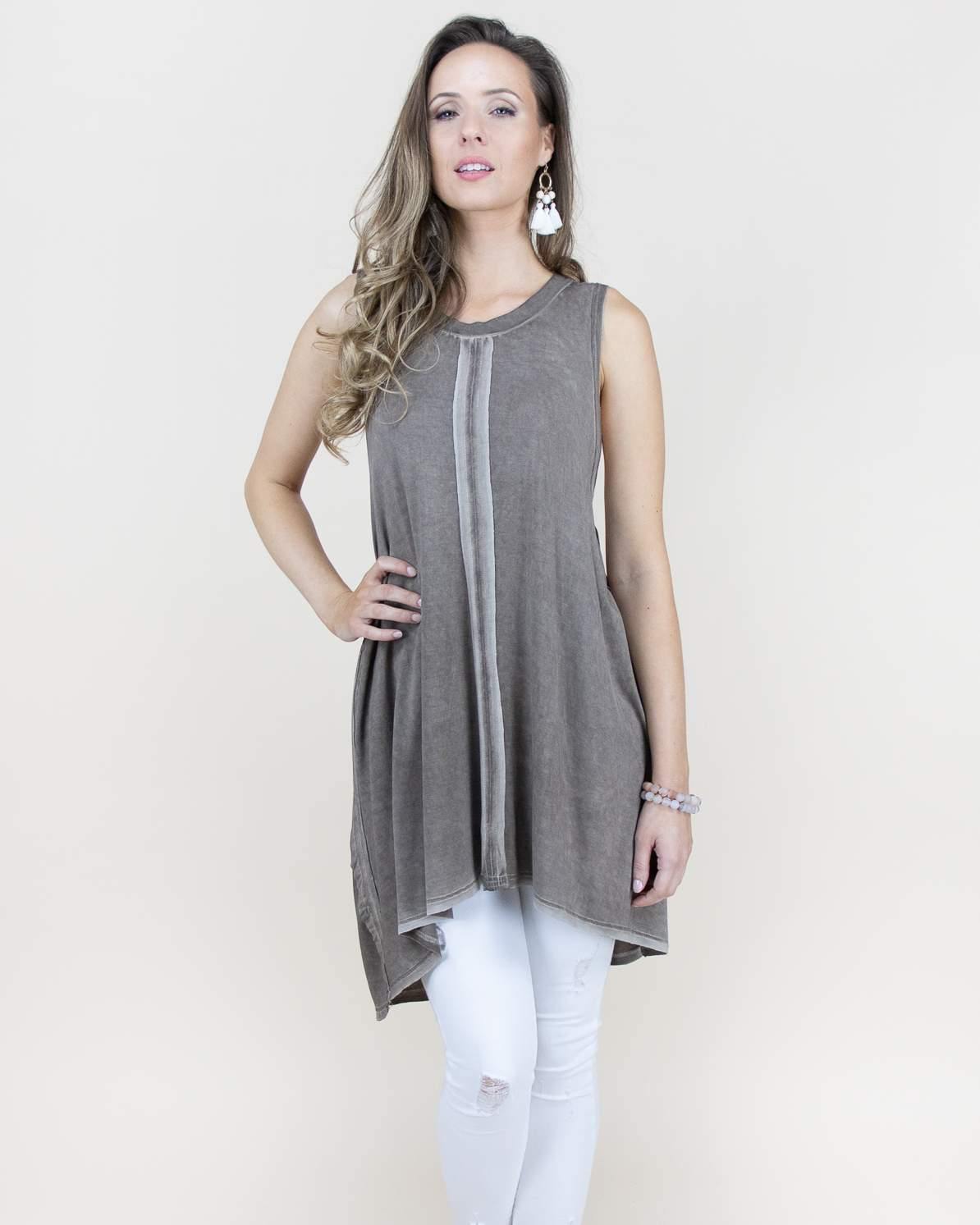 Center Hemmed Sleeveless Tunic