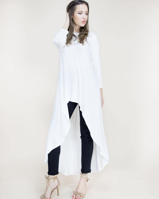 Crew Neck 3/4 Sleeve Split Kaftan Maxi Dress