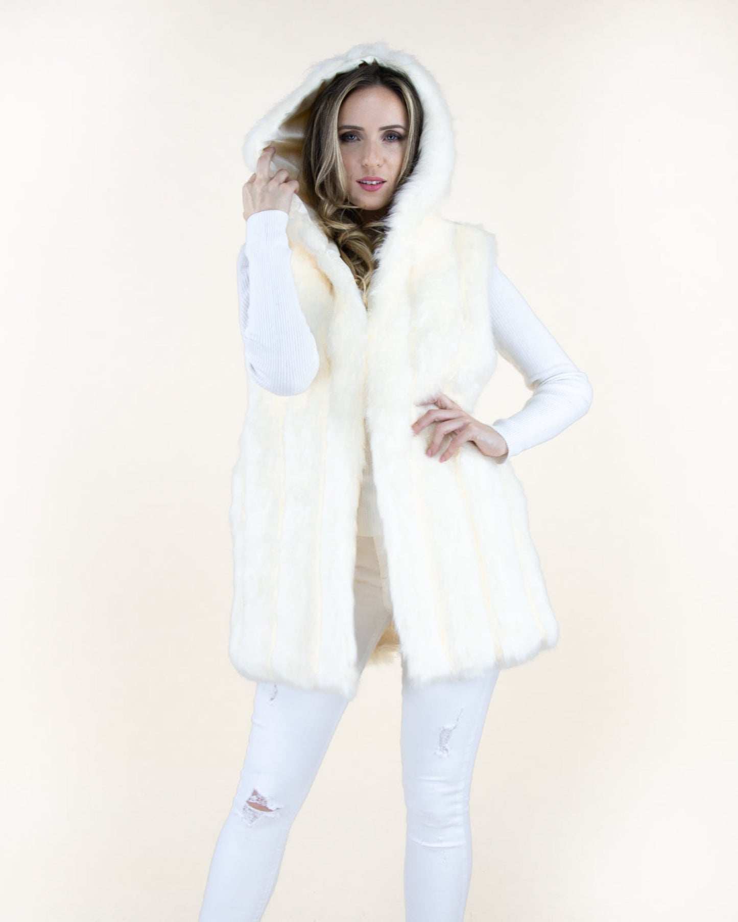 Faux Fur Vest w/ Hood