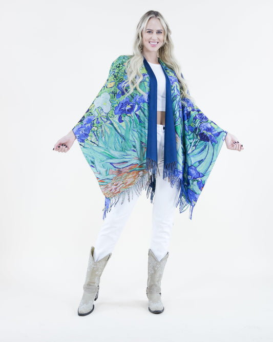 Iris Flower Ruana Wrap