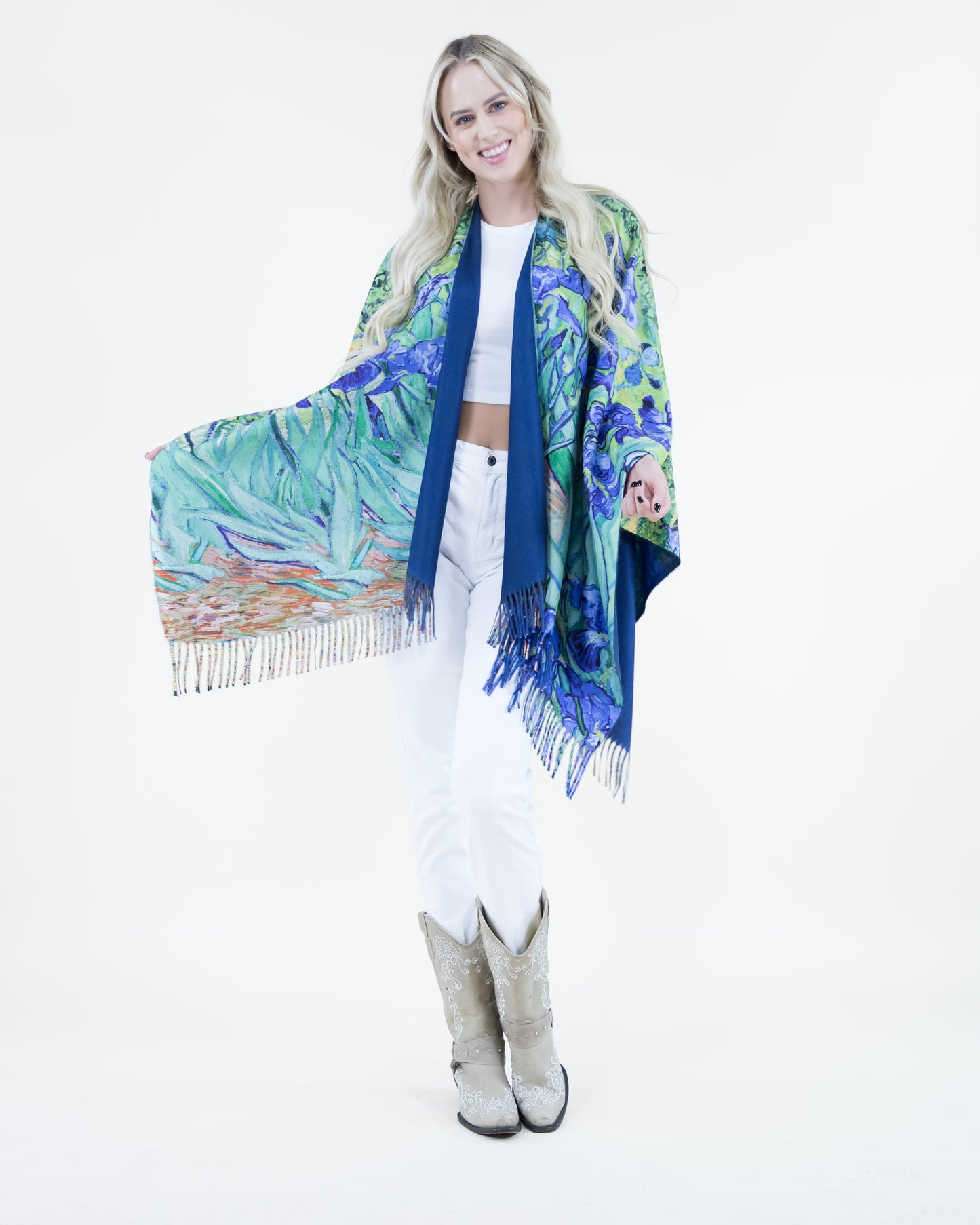 Iris Flower Ruana Wrap