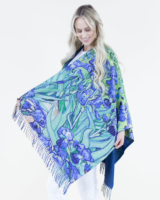 Iris Flower Ruana Wrap