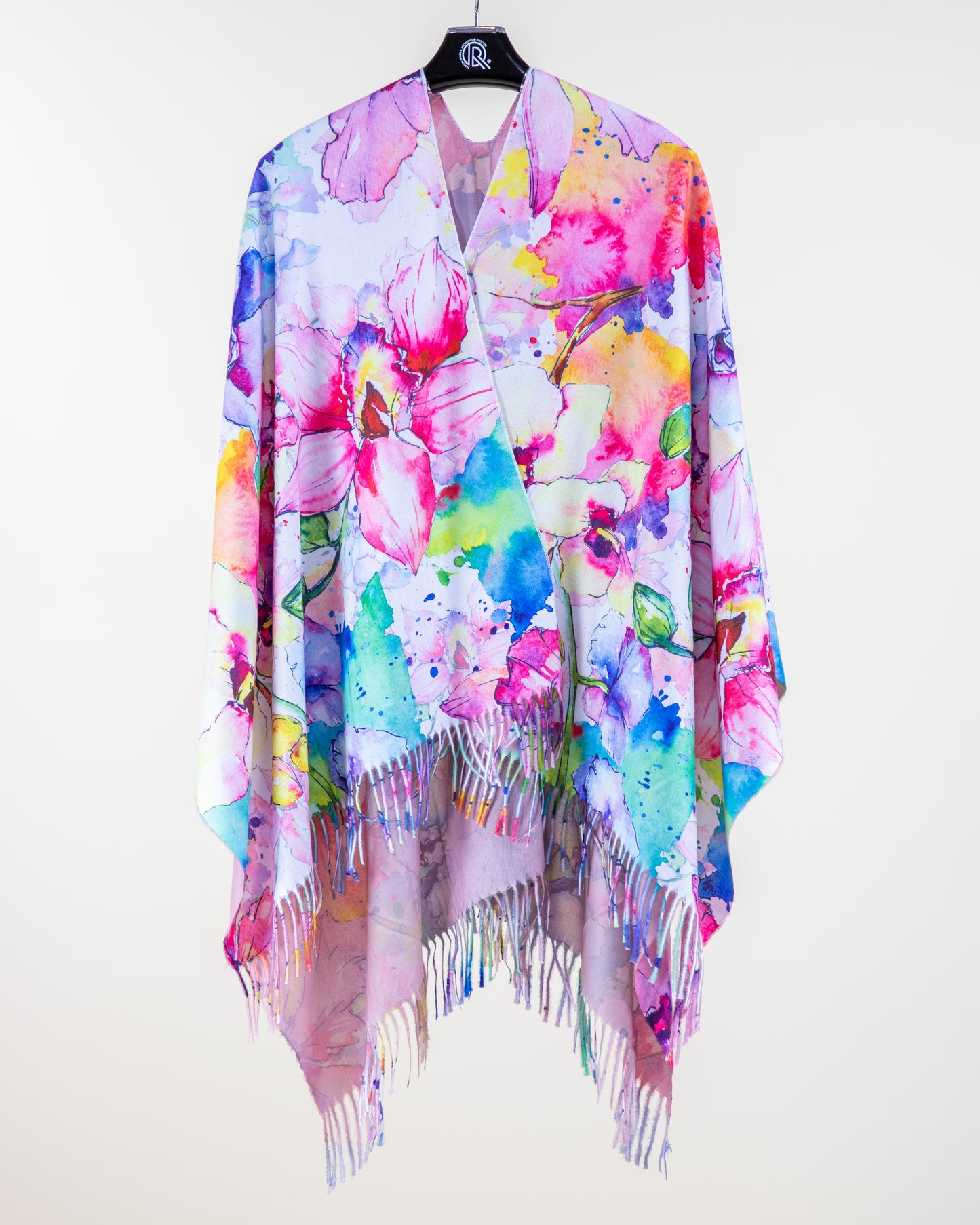 Watercolor Flowers Ruana Wrap