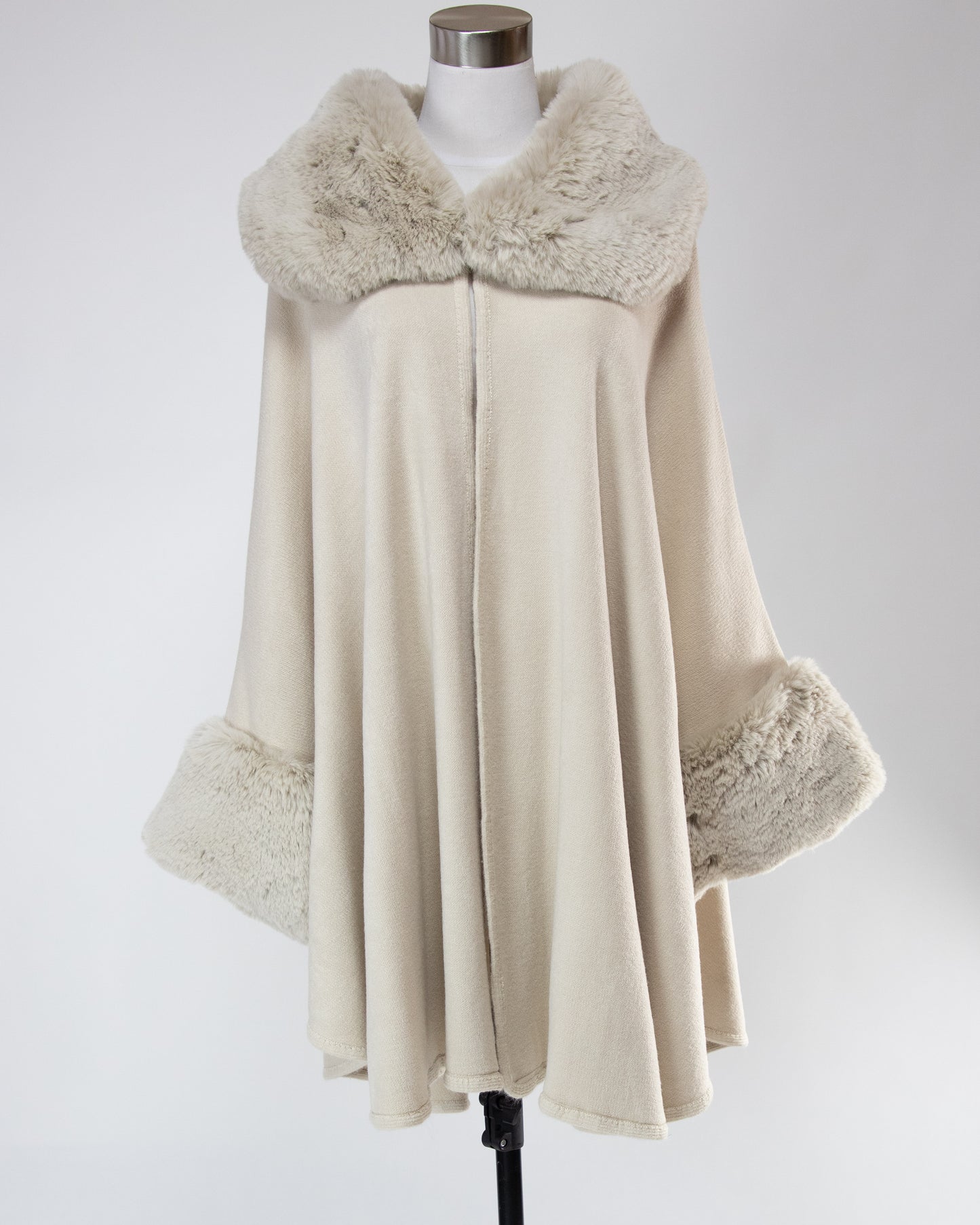 Faux Fur Neck and Sleeve Cape