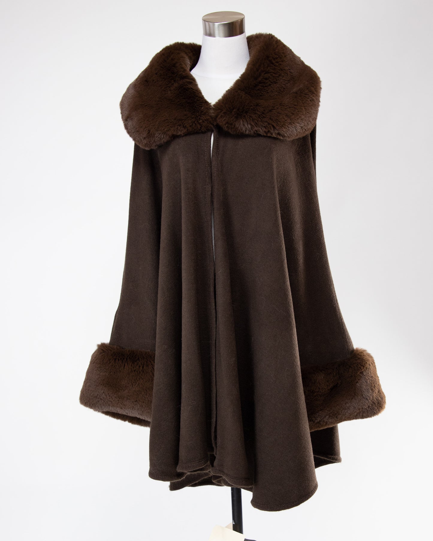 Faux Fur Neck and Sleeve Cape