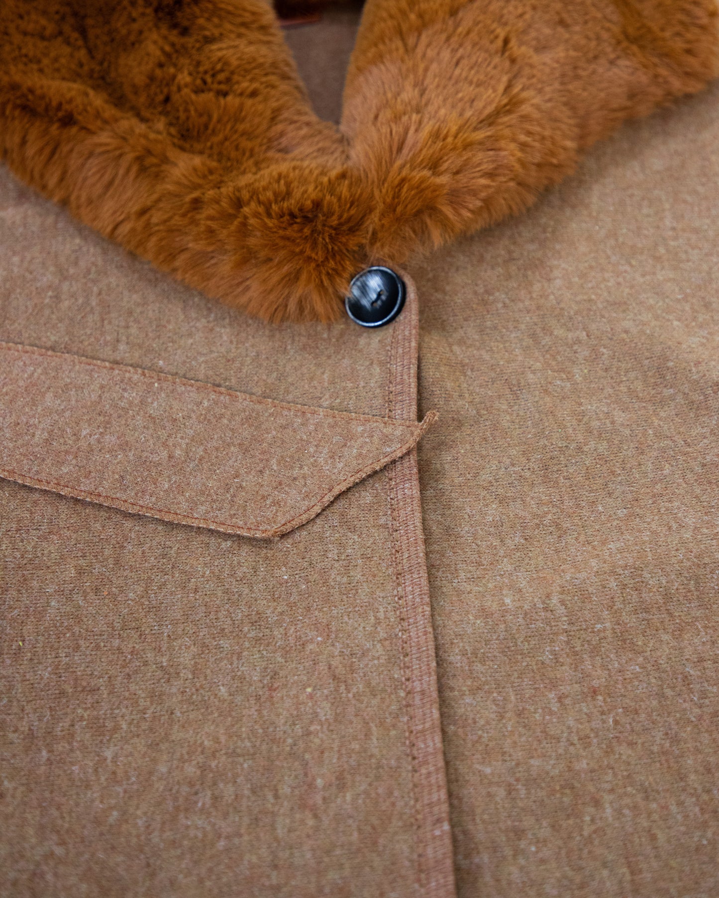Puffy Faux Fur Shawl Coat w/ Belt