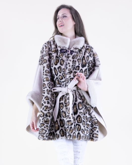 Faux Leopard Fur Cape