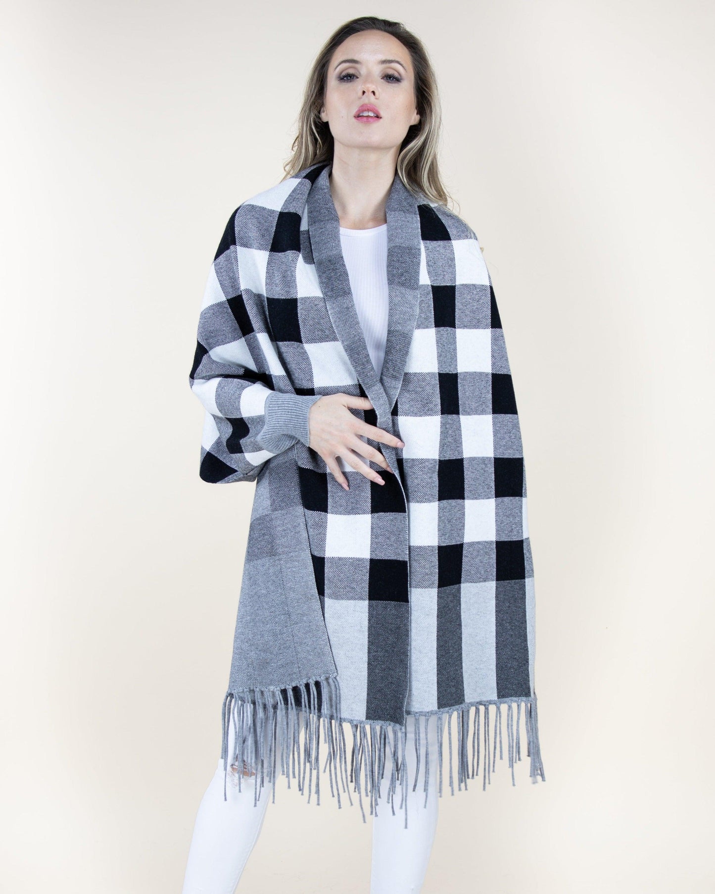 Flannel Sweater Shawl Scarf Cardigan