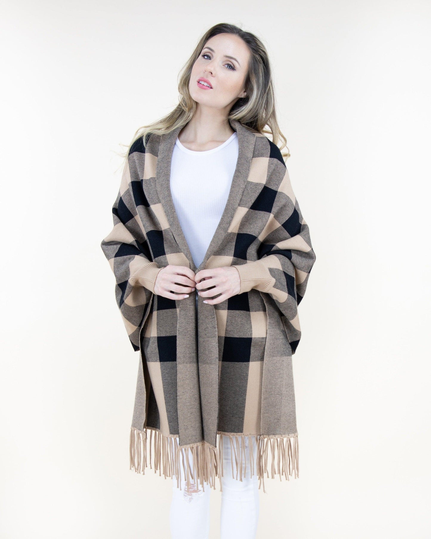 Flannel Sweater Shawl Scarf Cardigan