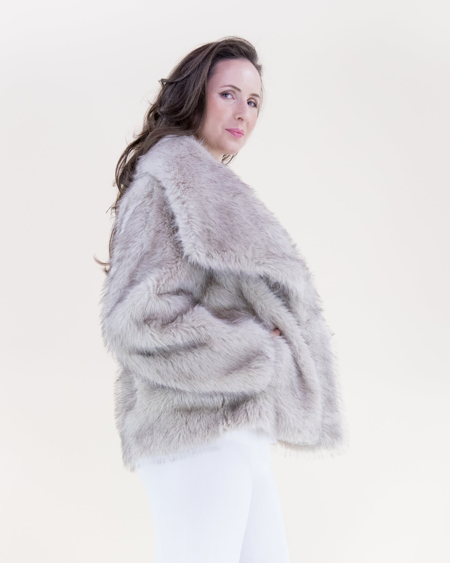 Artic Wide Lapel Faux Fur Jacket