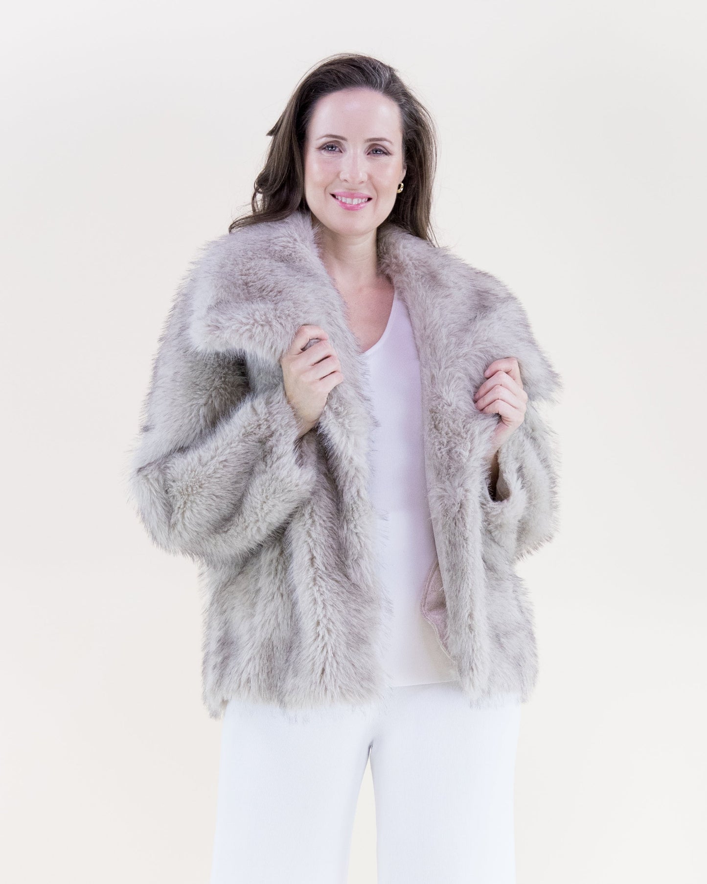 Artic Wide Lapel Faux Fur Jacket