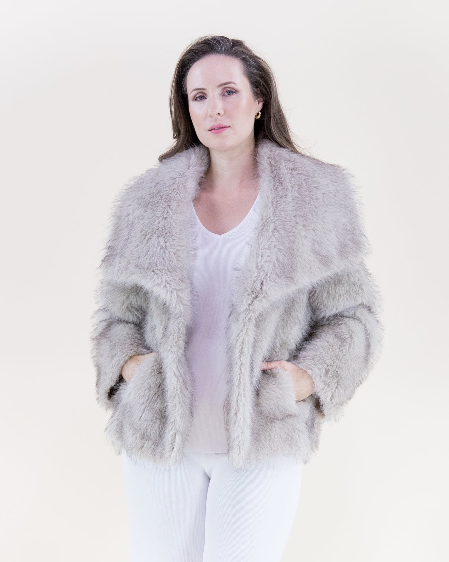 Artic Wide Lapel Faux Fur Jacket