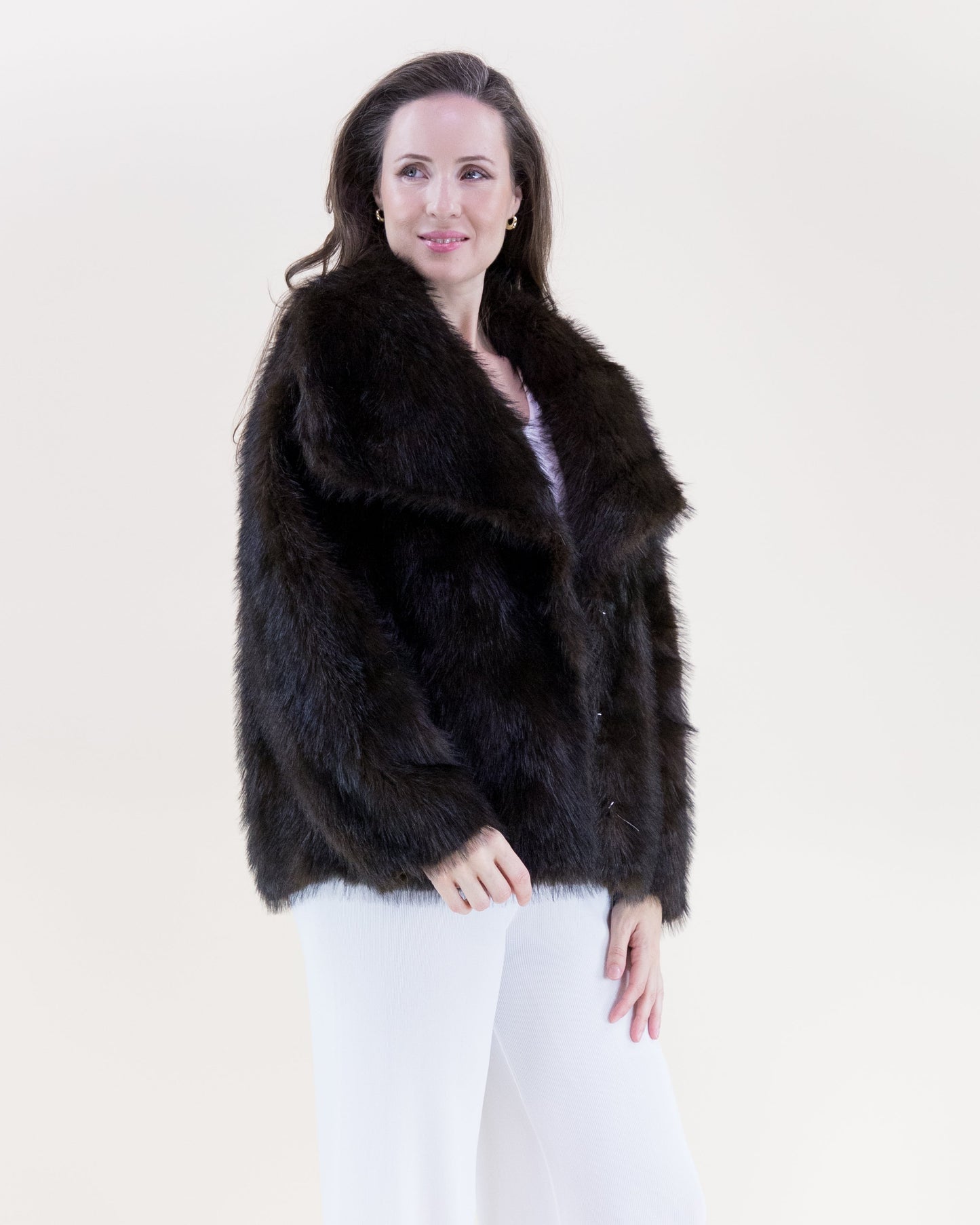 Artic Wide Lapel Faux Fur Jacket
