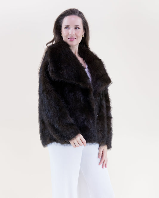 Artic Wide Lapel Faux Fur Jacket