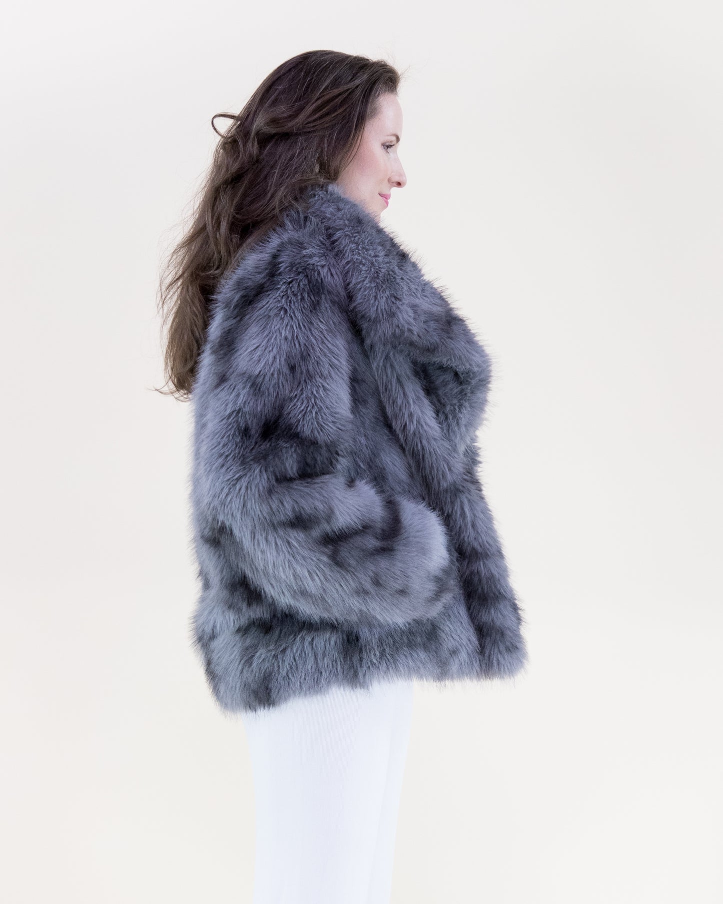 Lynx Wide Lapel Faux Fur Jacket