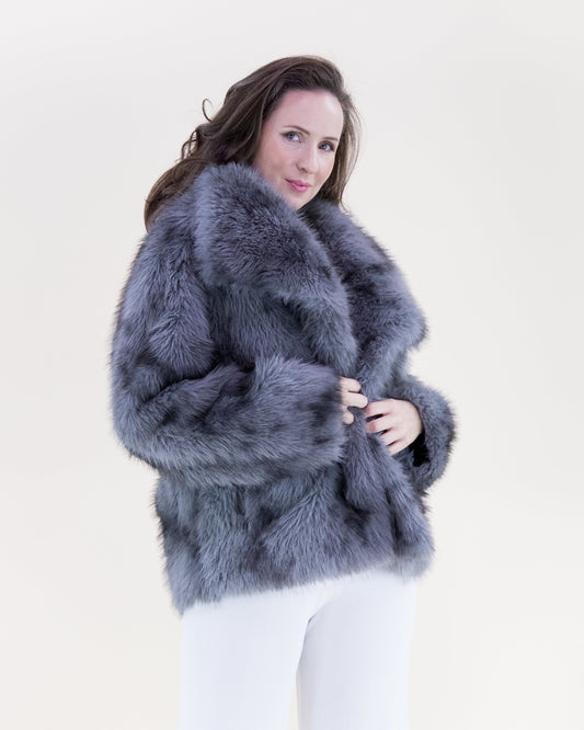 Lynx Wide Lapel Faux Fur Jacket