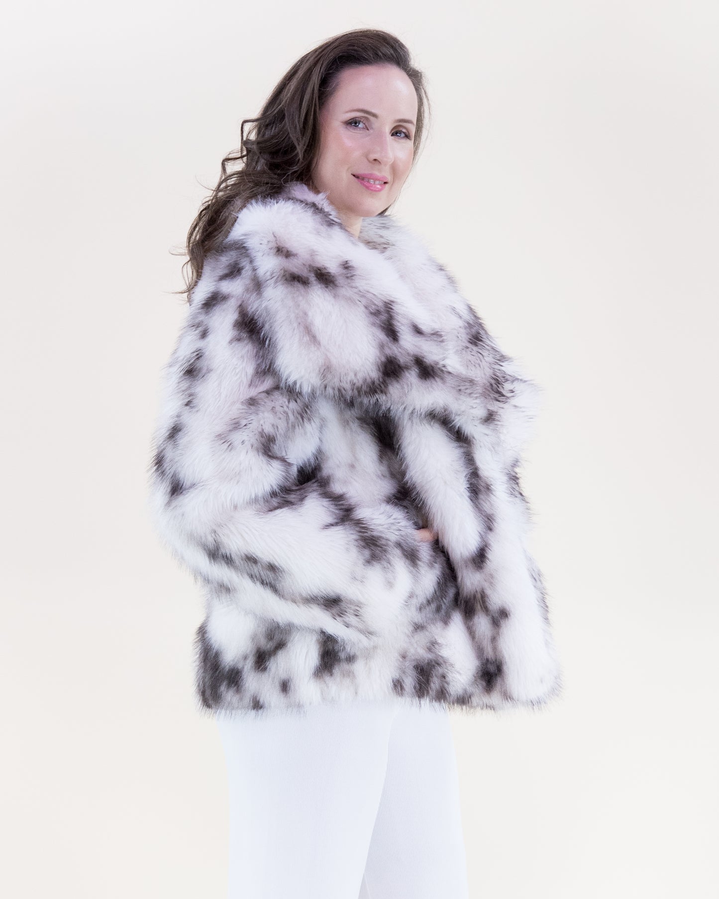 Lynx Wide Lapel Faux Fur Jacket