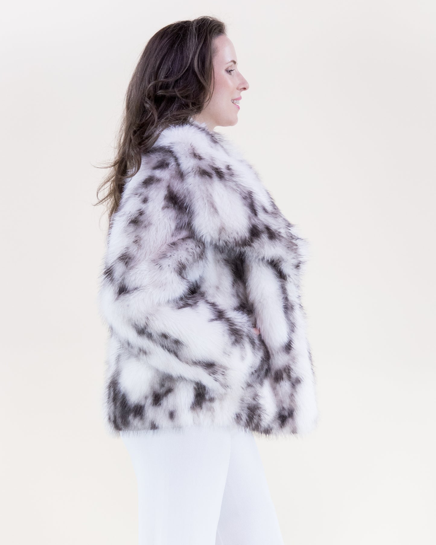 Lynx Wide Lapel Faux Fur Jacket