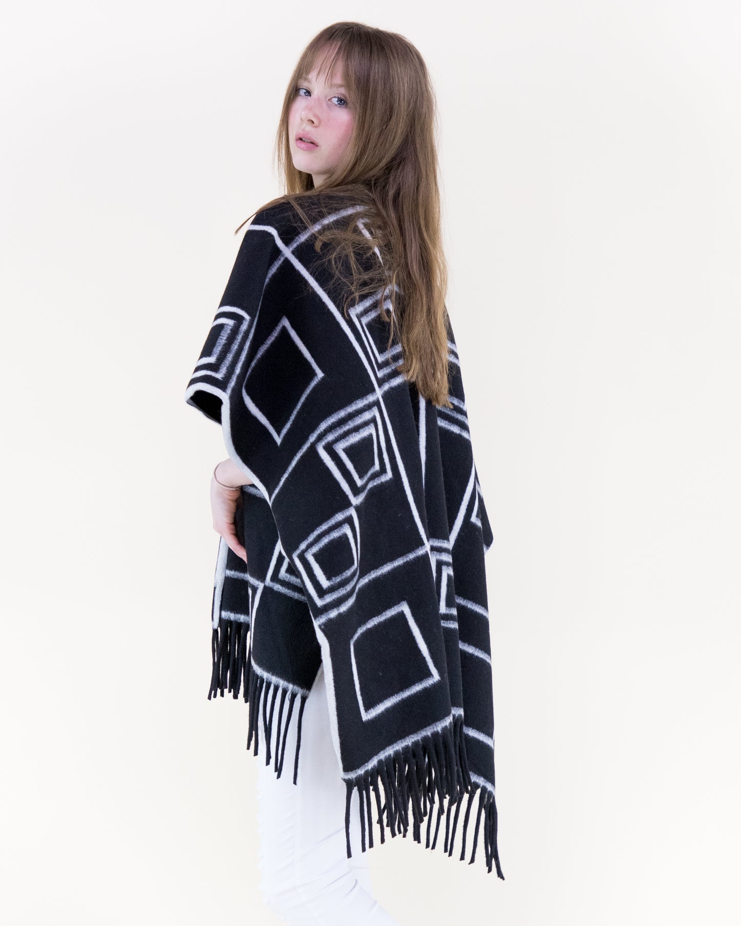 Graphic Squares Ruana Wrap