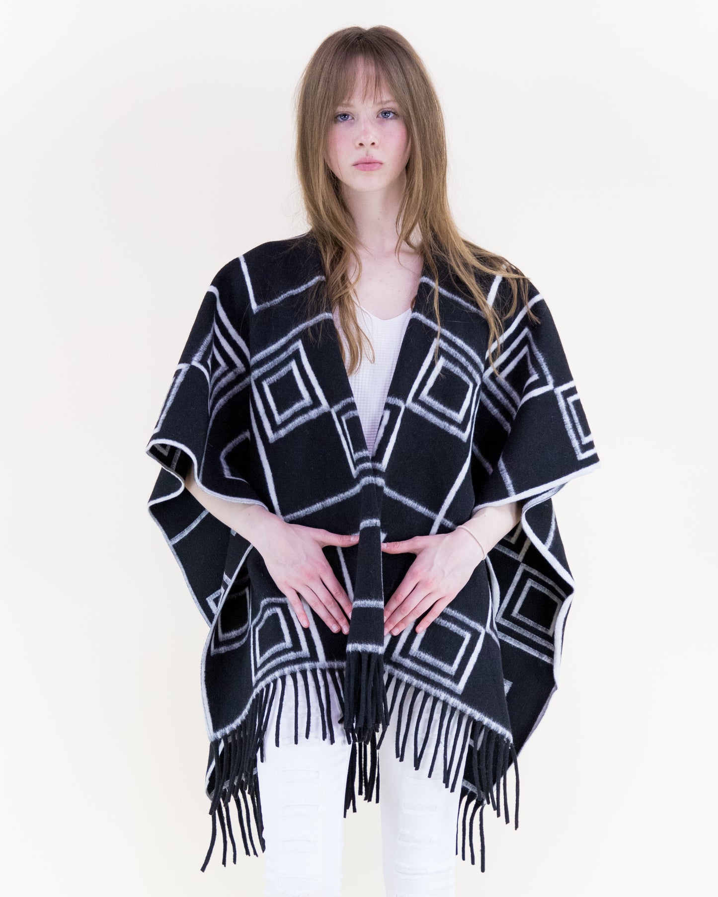 Graphic Squares Ruana Wrap